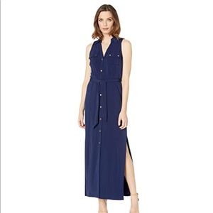 Michael Kors Navy Button Up Maxi Dress